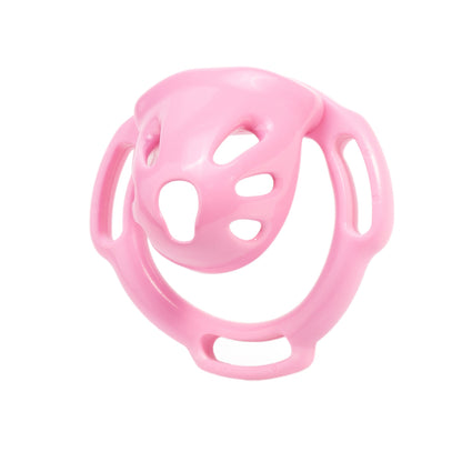 Pink oval ventilated cage side view
