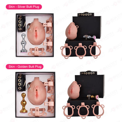 Pussy Cock Cage With Wearable Butt Plug