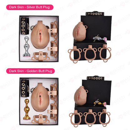 Pussy Cock Cage With Wearable Butt Plug