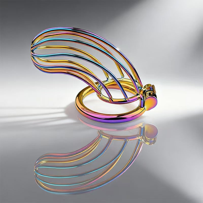 Rainbow Long Banana Chastity Cage 4