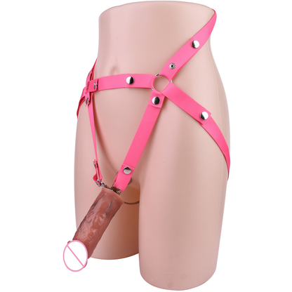 Inverted Chastity Cage Belt with Realistic Dildo Attachment