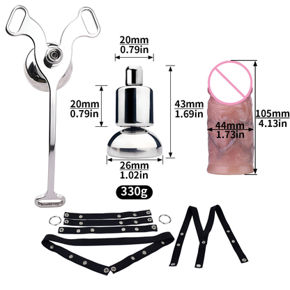 Inverted Chastity Cage Belt with Realistic Dildo Attachment