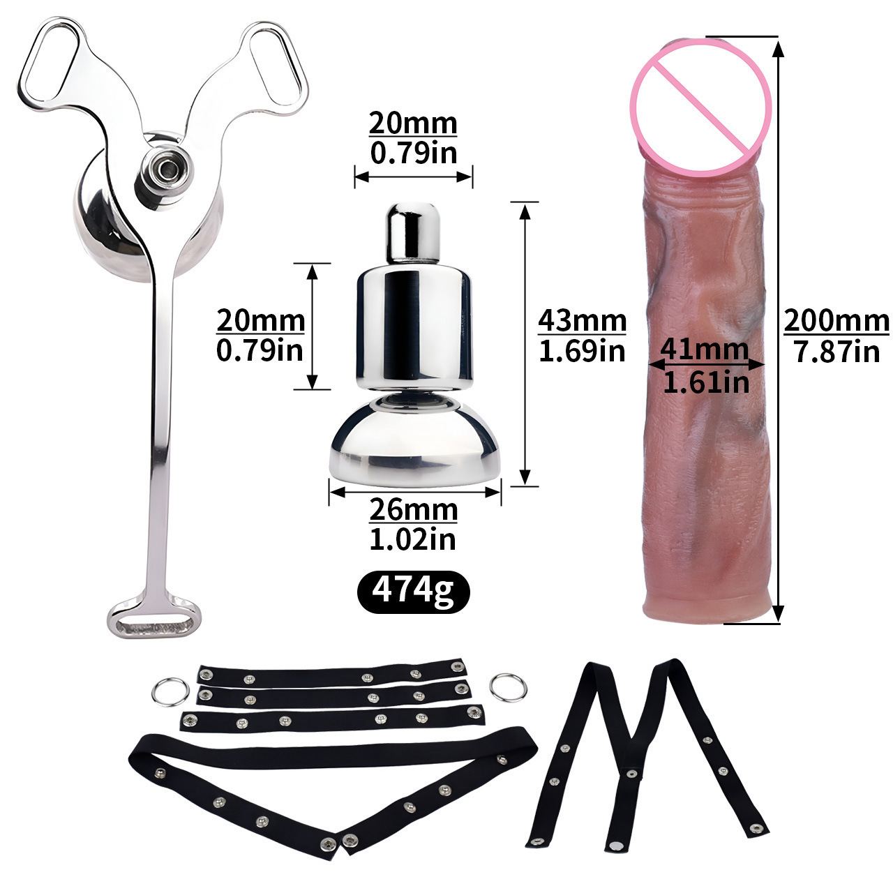 Inverted Chastity Cage Belt with Realistic Dildo Attachment