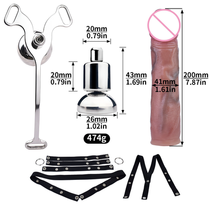 Inverted Chastity Cage Belt with Realistic Dildo Attachment