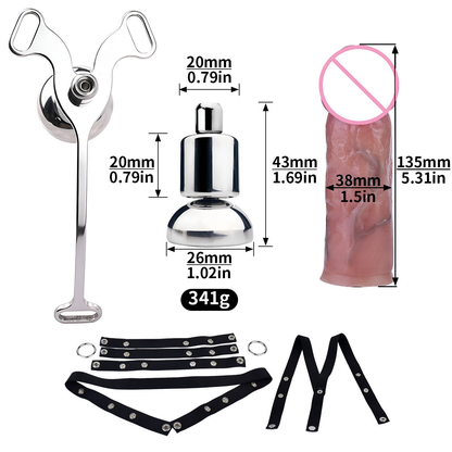 Inverted Chastity Cage Belt with Realistic Dildo Attachment