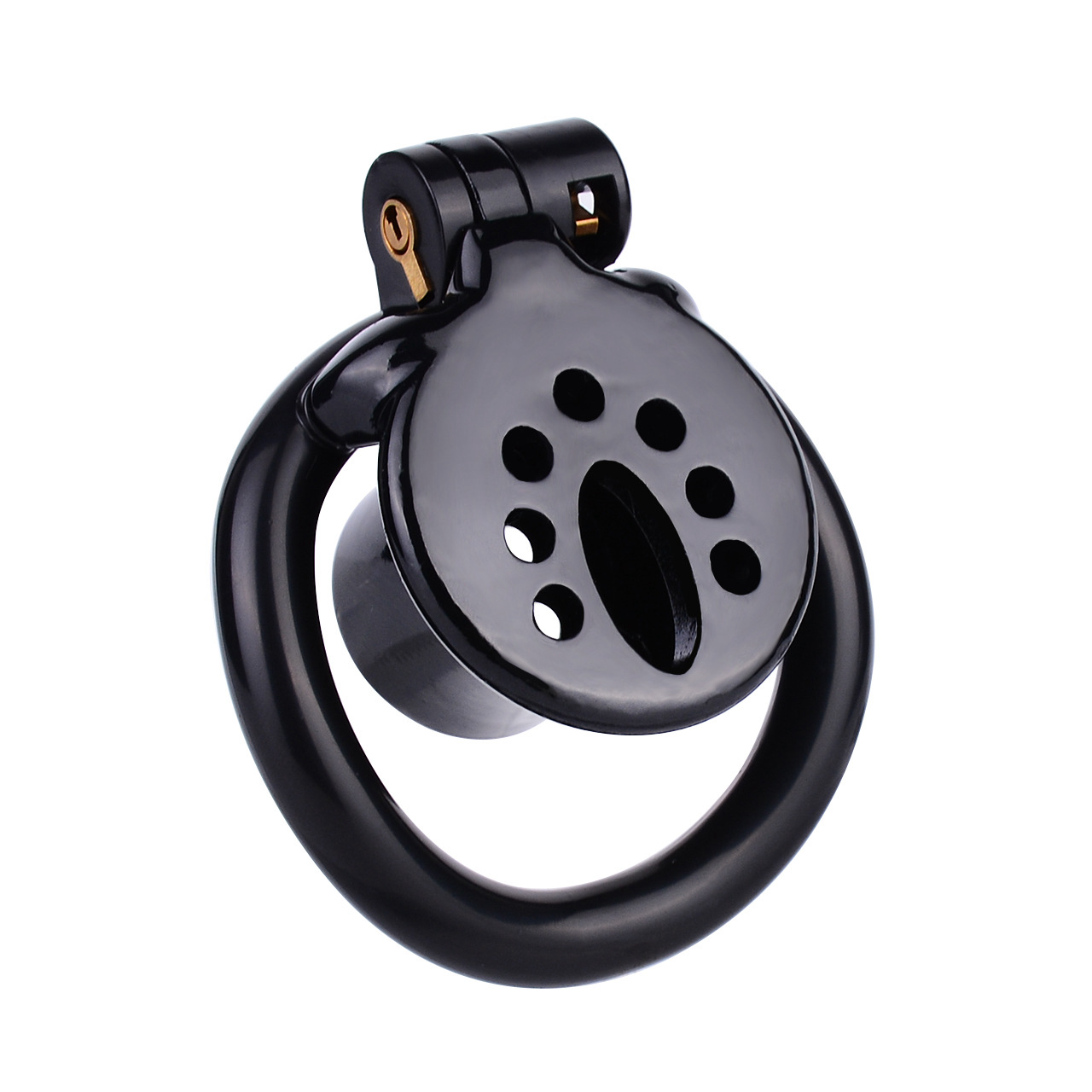 Resin Inverted Chastity Cage with Easy Pee Design - Black/White/Pink