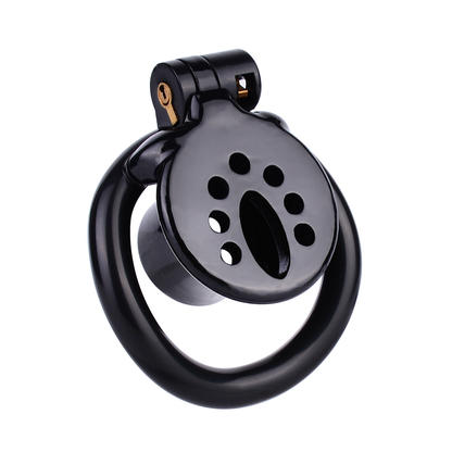 Resin Inverted Chastity Cage with Easy Pee Design - Black/White/Pink