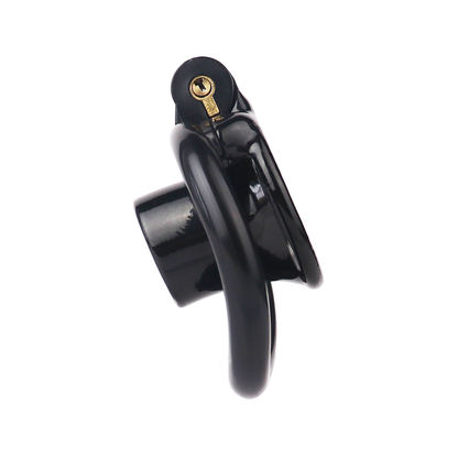 Resin Inverted Chastity Cage with Easy Pee Design - Black/White/Pink