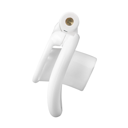 Resin Inverted Chastity Cage with Easy Pee Design - Black/White/Pink