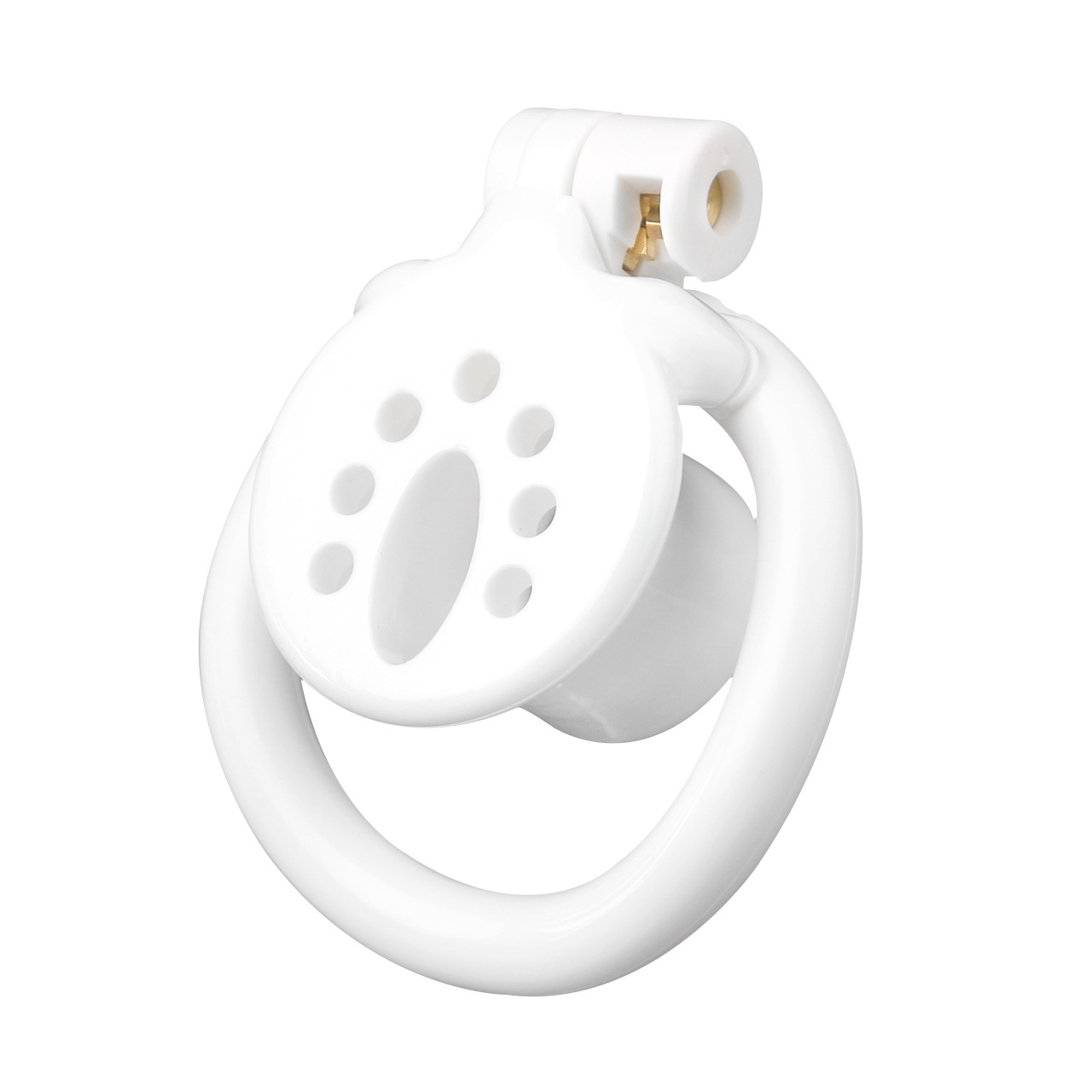 Resin Inverted Chastity Cage with Easy Pee Design - Black/White/Pink