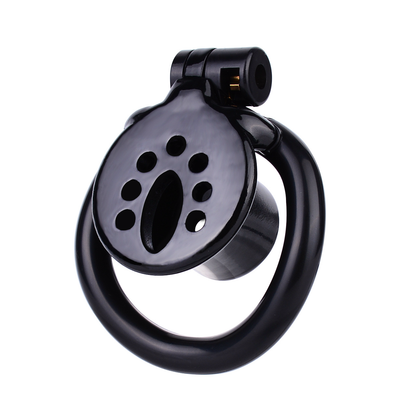 Resin Inverted Chastity Cage with Easy Pee Design - Black/White/Pink