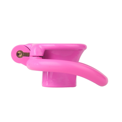 Resin Inverted Chastity Cage with Easy Pee Design - Black/White/Pink