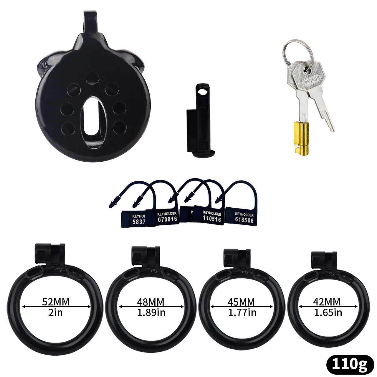 Resin Inverted Chastity Cage with Easy Pee Design - Black/White/Pink