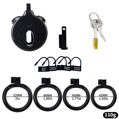 Resin Inverted Chastity Cage with Easy Pee Design - Black/White/Pink