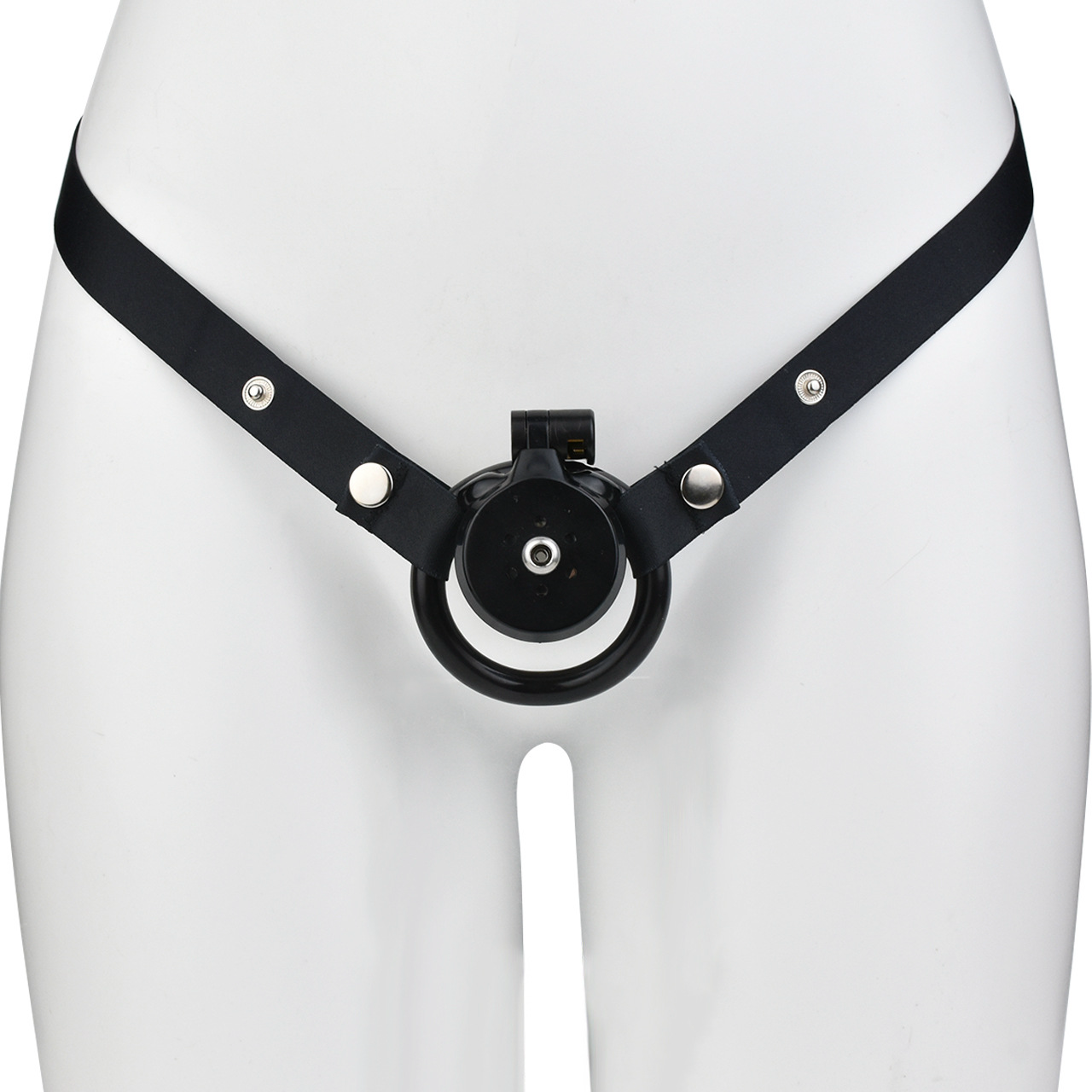 Flat Resin Chastity Cage with Inverted Plug & 4 Base Rings