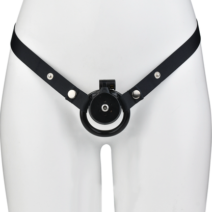 Flat Resin Chastity Cage with Inverted Plug & 4 Base Rings