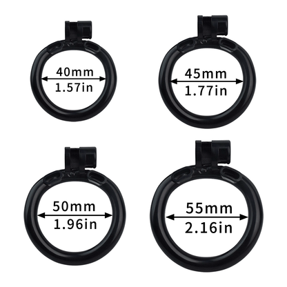 Flat Resin Chastity Cage with Inverted Plug & 4 Base Rings