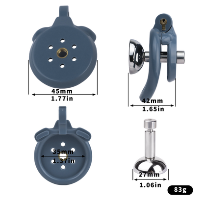 Flat Resin Chastity Cage with Inverted Plug & 4 Base Rings