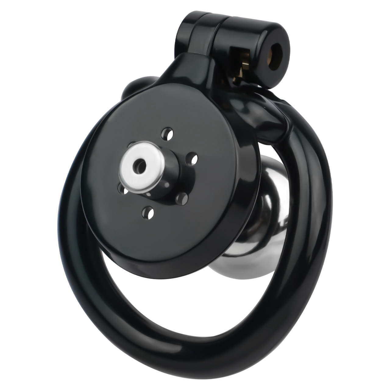 Flat Resin Chastity Cage with Inverted Plug & 4 Base Rings