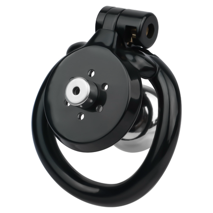 Flat Resin Chastity Cage with Inverted Plug & 4 Base Rings