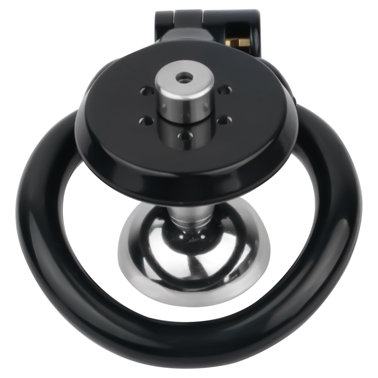 Flat Resin Chastity Cage with Inverted Plug & 4 Base Rings