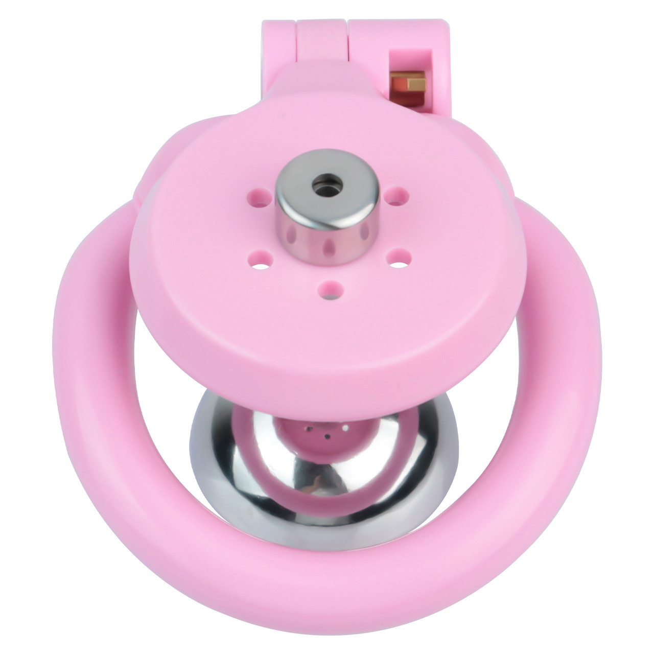 Flat Resin Chastity Cage with Inverted Plug & 4 Base Rings