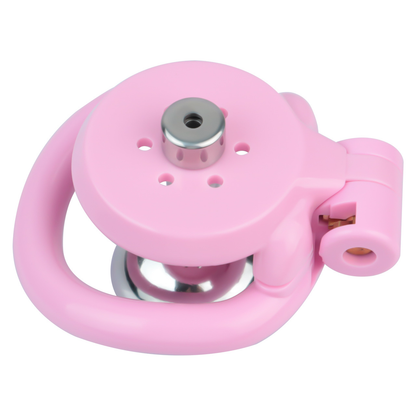 Flat Resin Chastity Cage with Inverted Plug & 4 Base Rings