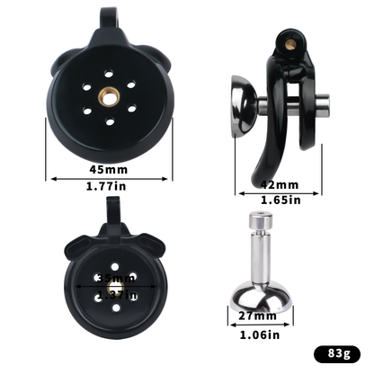 Flat Resin Chastity Cage with Inverted Plug & 4 Base Rings