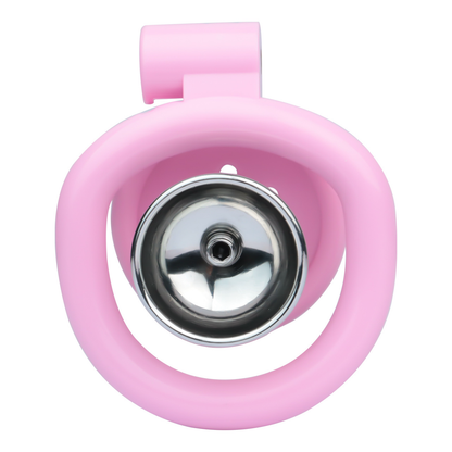 Flat Resin Chastity Cage with Inverted Plug & 4 Base Rings