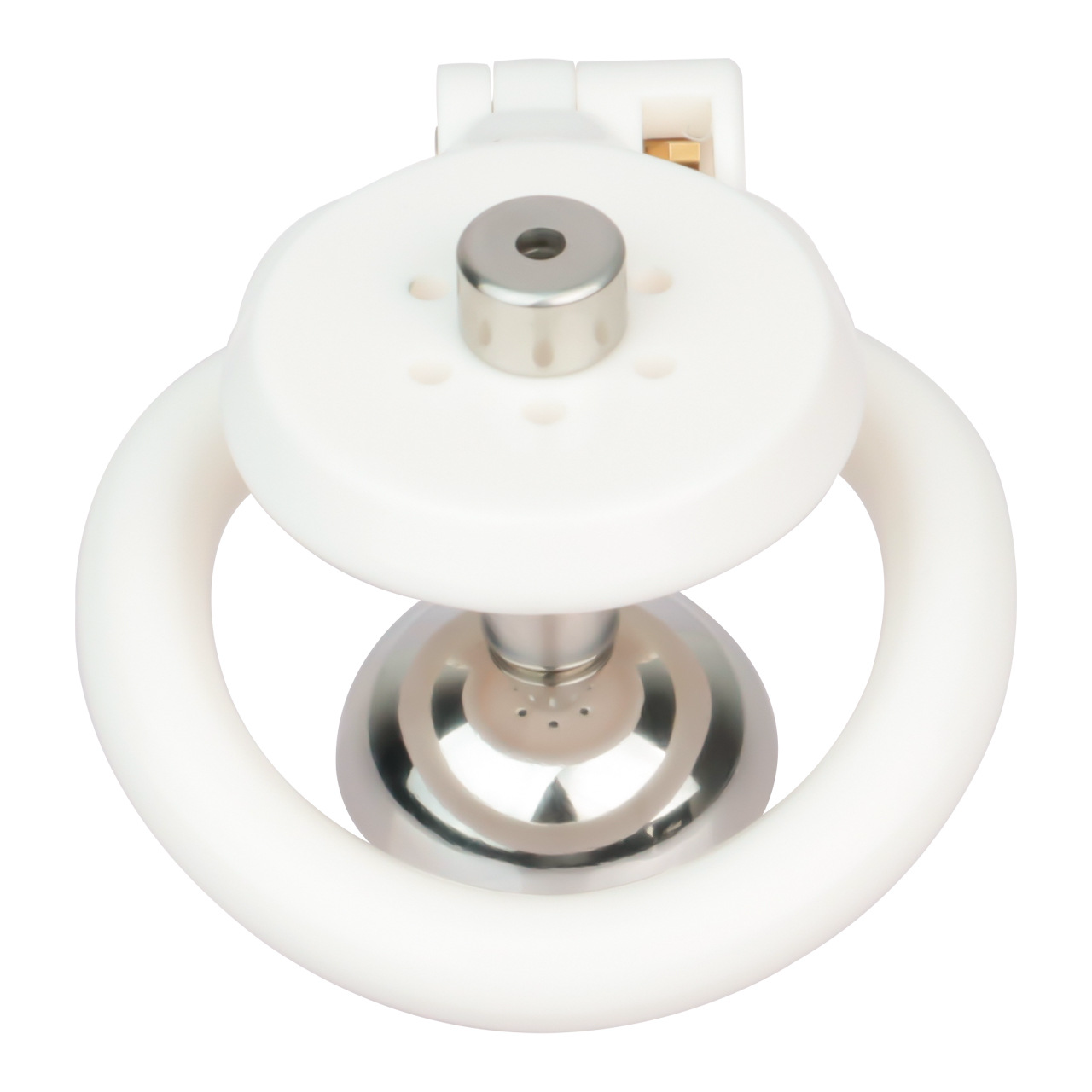 Flat Resin Chastity Cage with Inverted Plug & 4 Base Rings