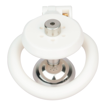 Flat Resin Chastity Cage with Inverted Plug & 4 Base Rings
