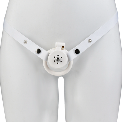 Flat Resin Chastity Cage with Inverted Plug & 4 Base Rings