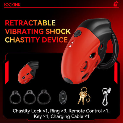 Lockink Retractable Estim Chastity Cage with Vibrations