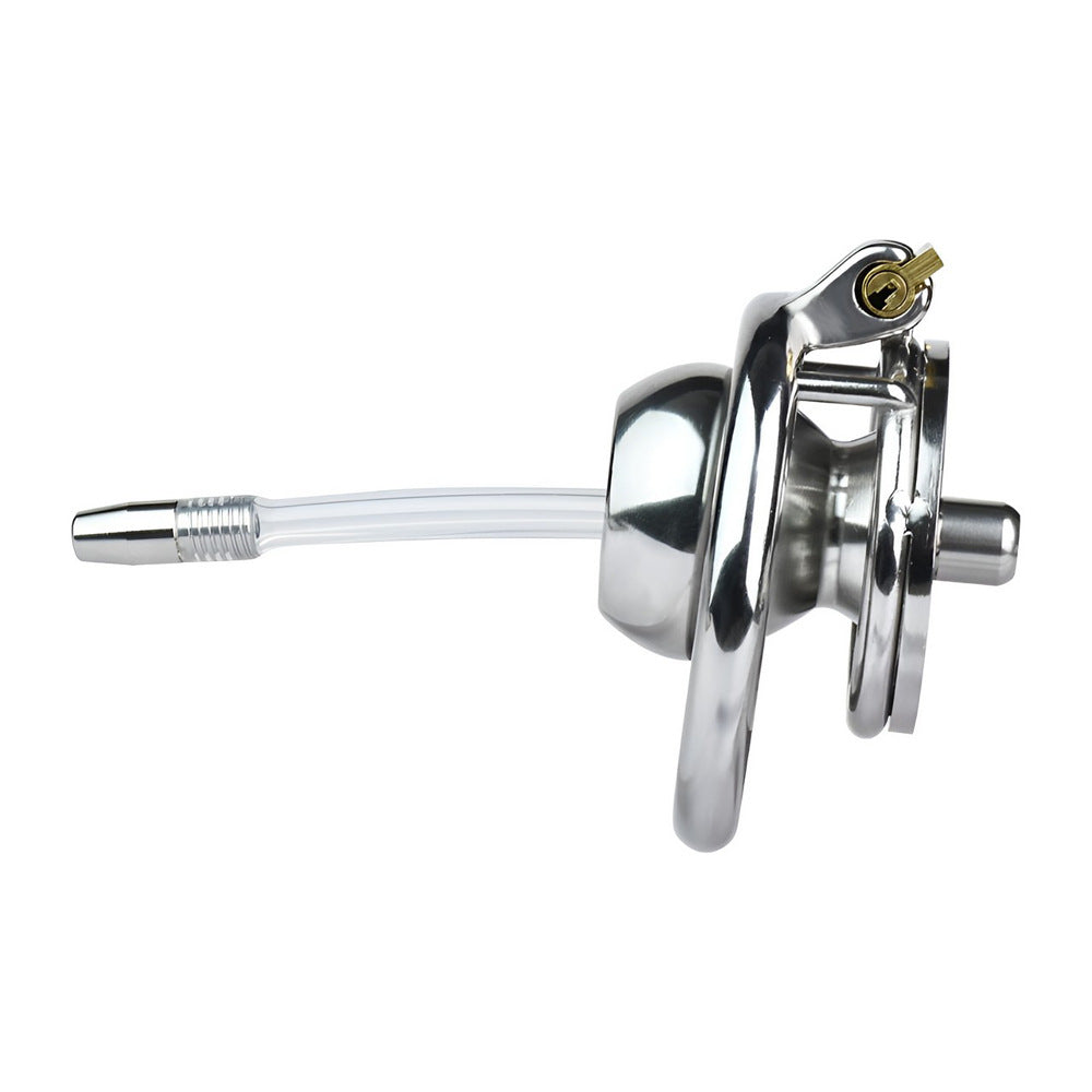 Steel Inverted Chastity Cage with Detachable Silicone Catheter
