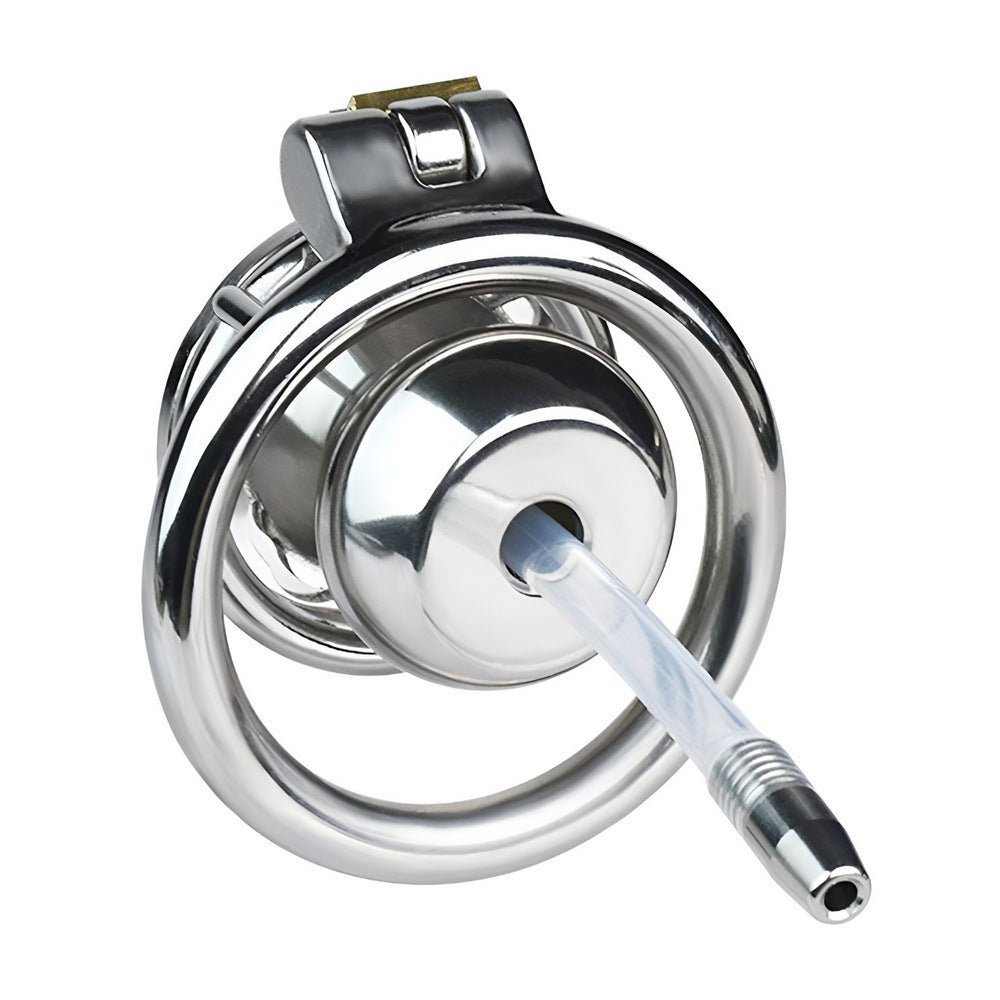 Steel Inverted Chastity Cage with Detachable Silicone Catheter