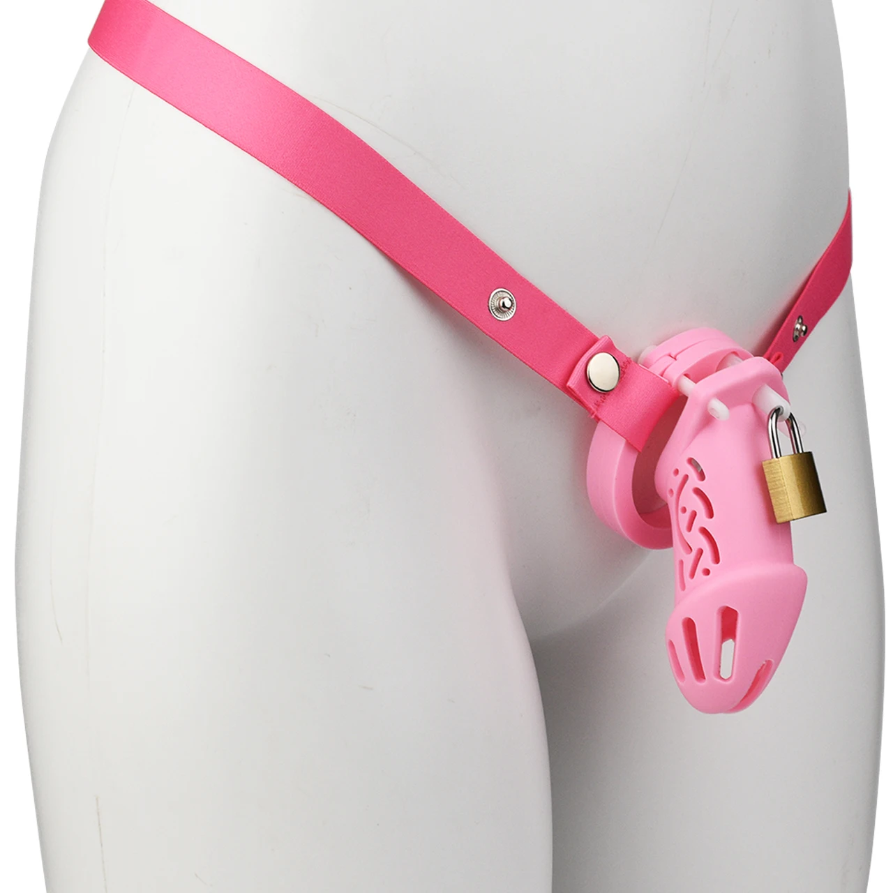 Comfort-Fit Silicone Chastity Cage with Nylon Waist Belt