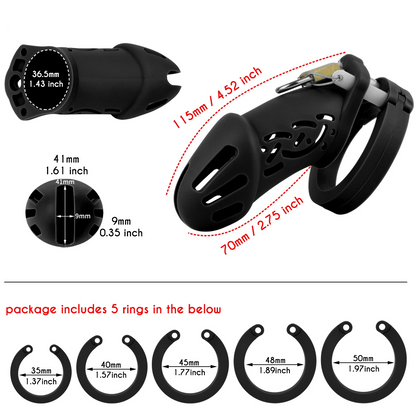 Comfort-Fit Silicone Chastity Cage with Nylon Waist Belt