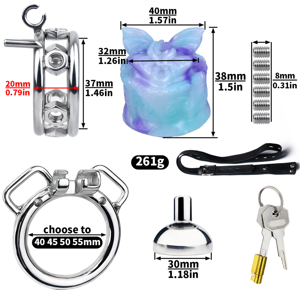 Sissy Inverted Chastity Cage with Silicone Butterfly
