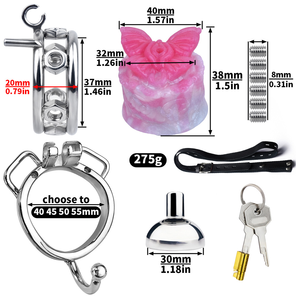 Sissy Inverted Chastity Cage with Silicone Butterfly