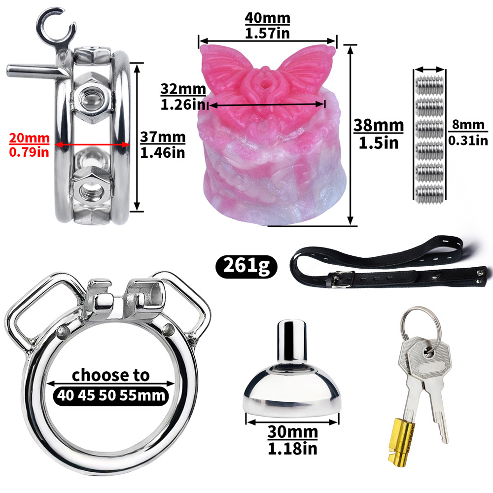 Sissy Inverted Chastity Cage with Silicone Butterfly