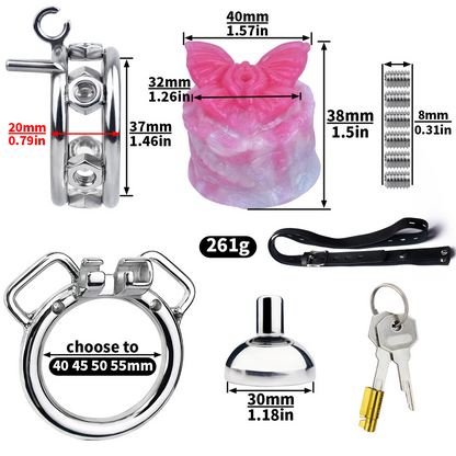 Sissy Inverted Chastity Cage with Silicone Butterfly