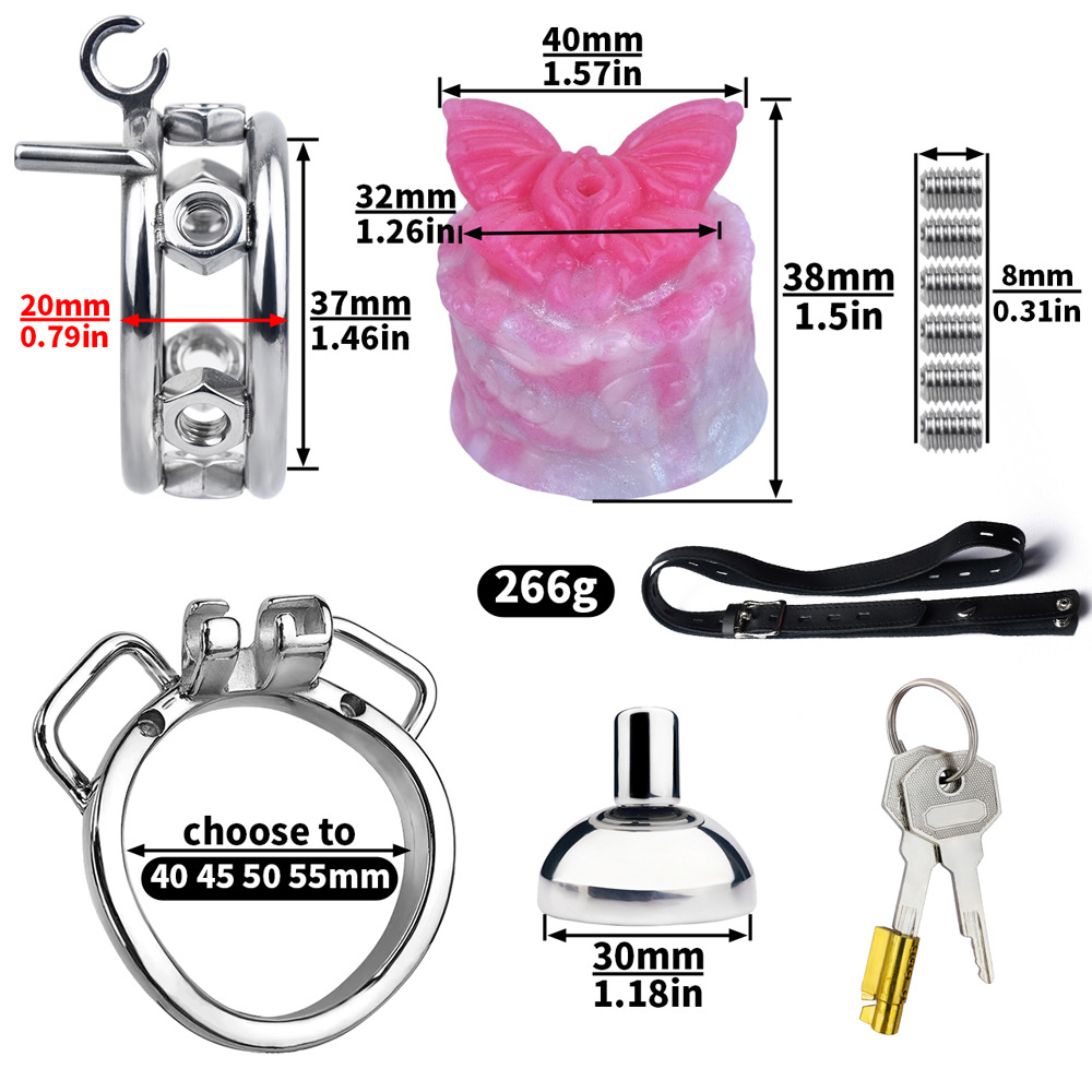 Sissy Inverted Chastity Cage with Silicone Butterfly