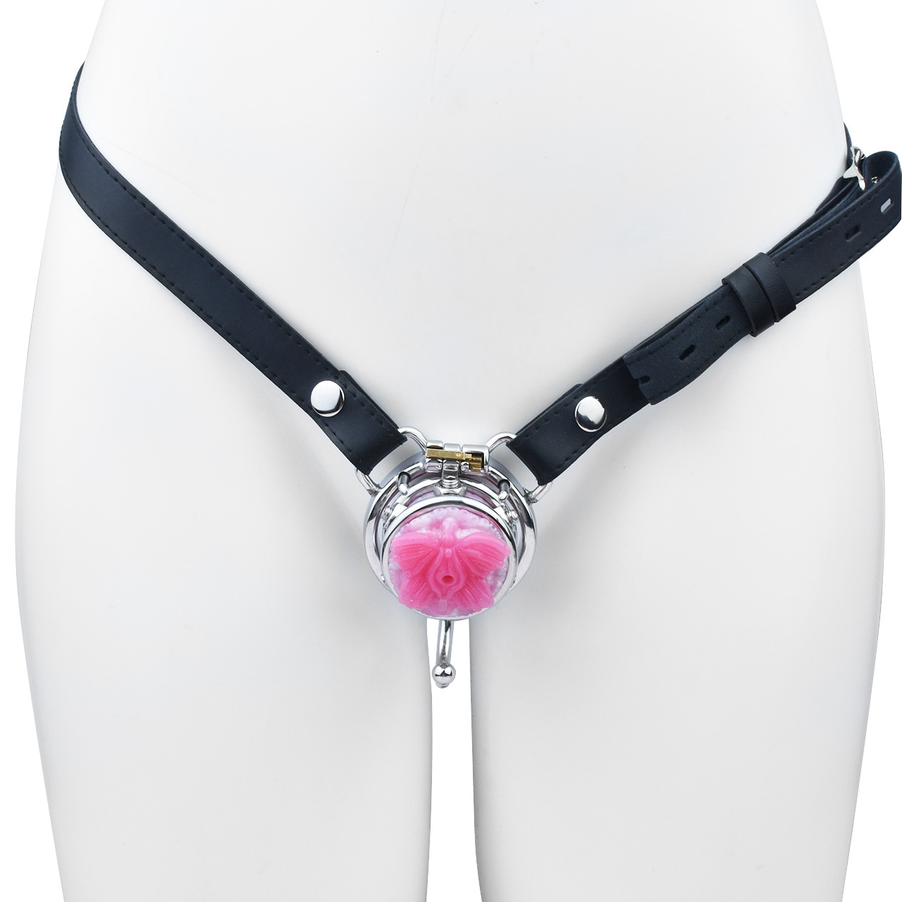 Sissy Inverted Chastity Cage with Silicone Butterfly