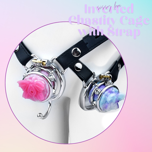 Sissy Inverted Chastity Cage with Silicone Butterfly