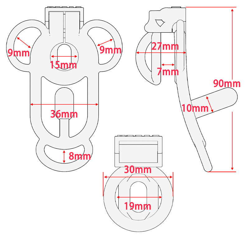 Inverted Sissy Chastity Clip - Pink/ White/ Clear