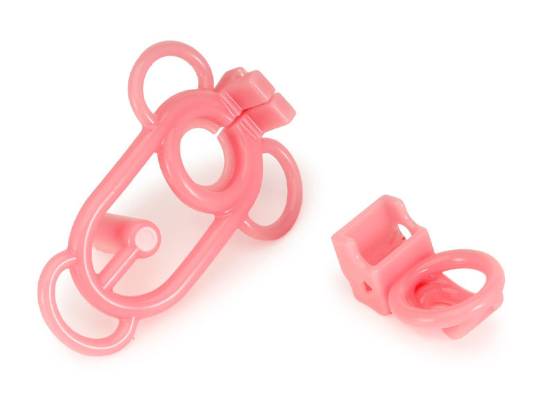 Inverted Sissy Chastity Clip - Pink/ White/ Clear