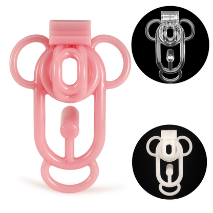 Inverted Sissy Chastity Clip - Pink/ White/ Clear