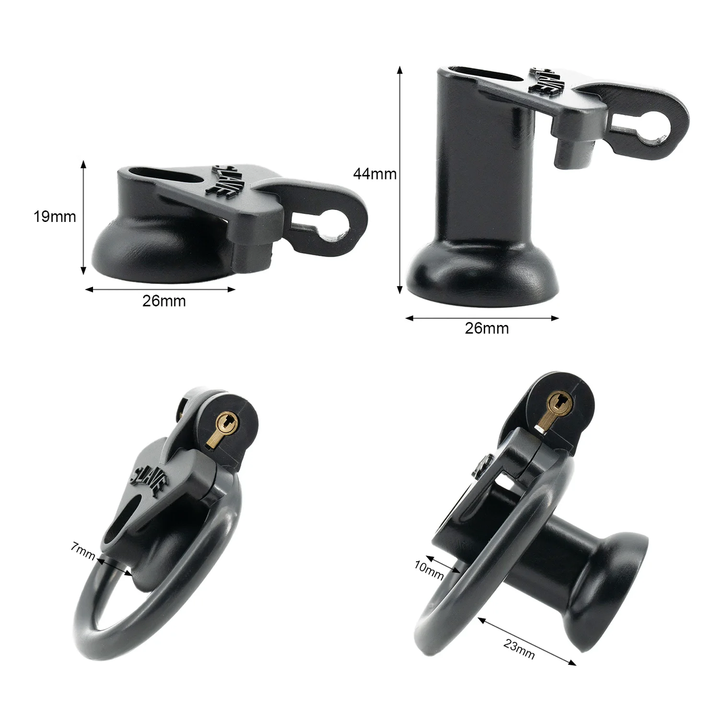 Plastic Small Inverted Chastity Cage with 4  Base Rings