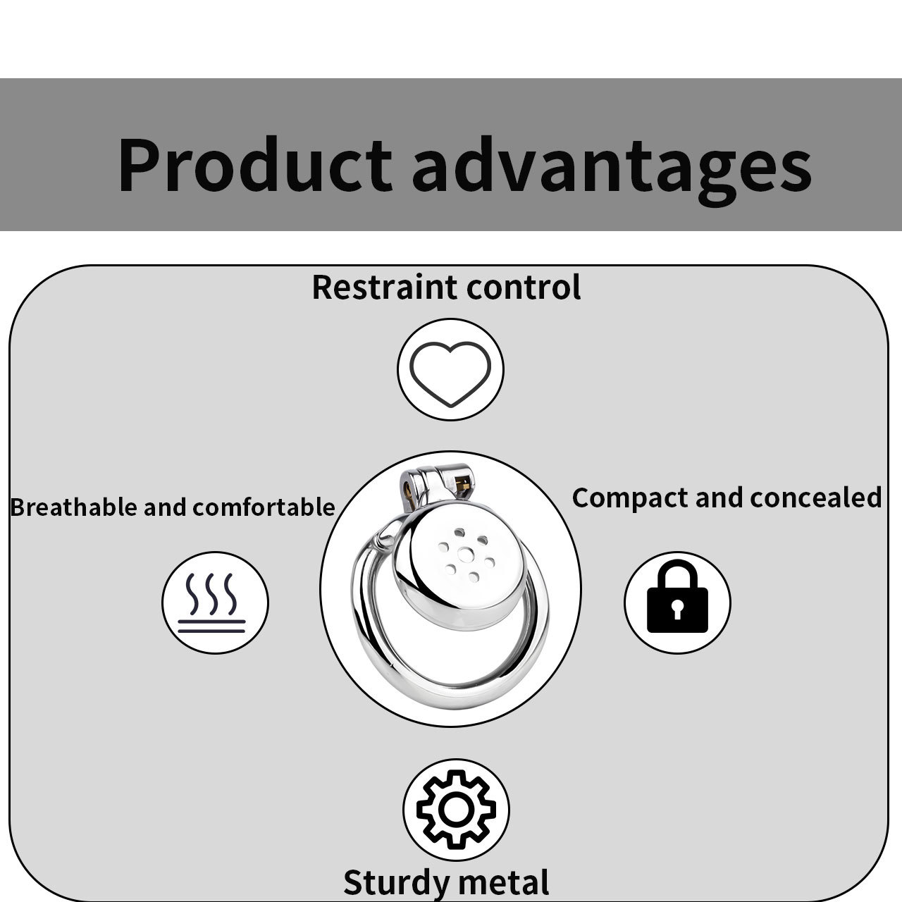 Smooth Edge Flat Chastity Cage with PU Belt