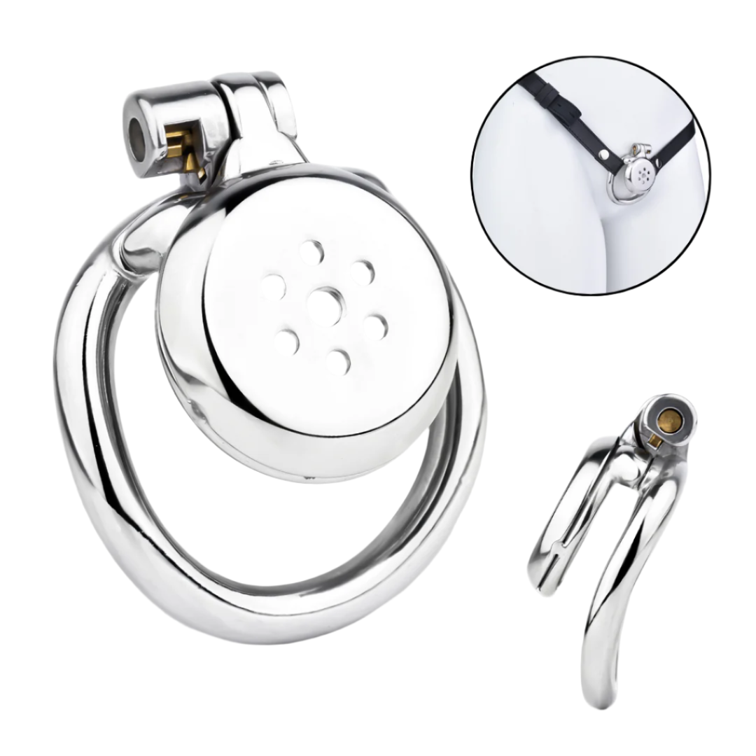 Smooth Edge Flat Chastity Cage with PU Belt